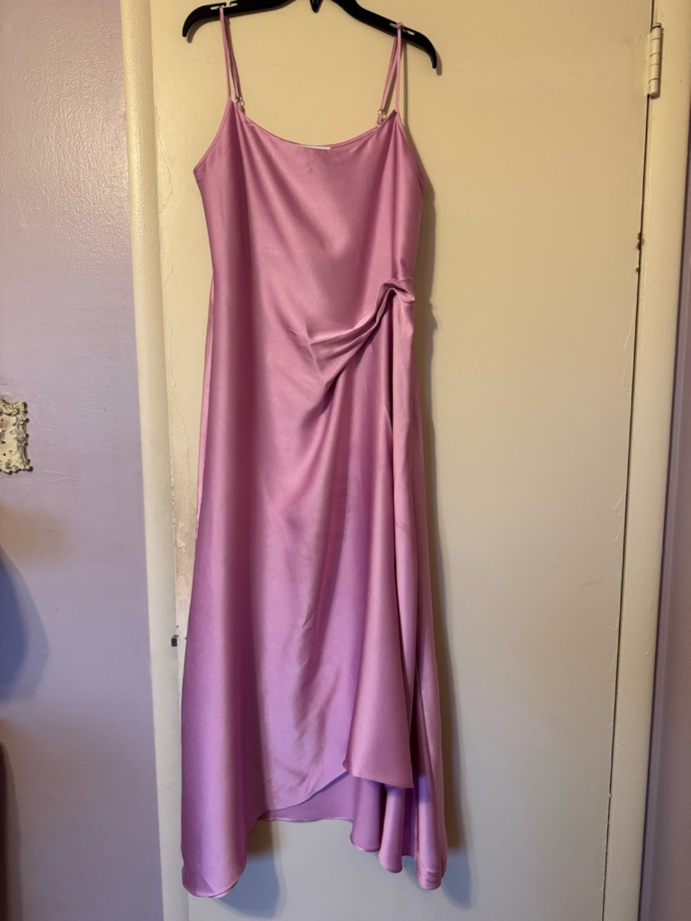 Reiss Lilac Satin High-Low Slip Dress